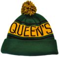 CUSTOM MAKE ROLL-UP OR LONGLINE ACRYLIC BEANIES. YES WE WILL HELP 
								YOU DESIGN AND CHOOSE COLOURS, SIMPLY SEND US YOUR LOGO/ARTWORK. THIS ONE WE DESIGNED & MANUFACTURED FOR QUEENS COLLEGE IN PARKVILLE MELBOURNE AUSTRALIA. COLOUR: 
								BOTTLE GREEN/CHOCOLATE/GOLD with PEPPER & SALT POM POM TYPE