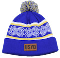 UNIVERSITY OF SYDNEY SKI BEANIE, CUSTOM MAKE ROLL-UP OR LONGLINE ACRYLIC BEANIES. YES WE WILL HELP 
								YOU DESIGN AND CHOOSE COLOURS, SIMPLY EMAIL US YOUR LOGO/ARTWORK. COLOUR: ROYAL/WHITE with PEPPER & SALT POM POM TYPE