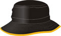 FRONT VIEW OF BUCKET HAT BLACK/GOLD