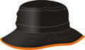 FRONT VIEW OF BUCKET HAT BLACK/ORANGE