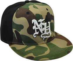 CUSTOM MAKE ACRYLIC FLAT BRIM DECORATED WITH CONTRAST EYELETS & BUTTON FITTED OR SNAPBACK, YOU CHOOSE