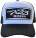 SNAPBACK TRUCKER HAT ACRYLIC FABRIC WITH BIG SEWN-ON PATCH ON FRONT CROWN AND WOVEN SIDE TAB